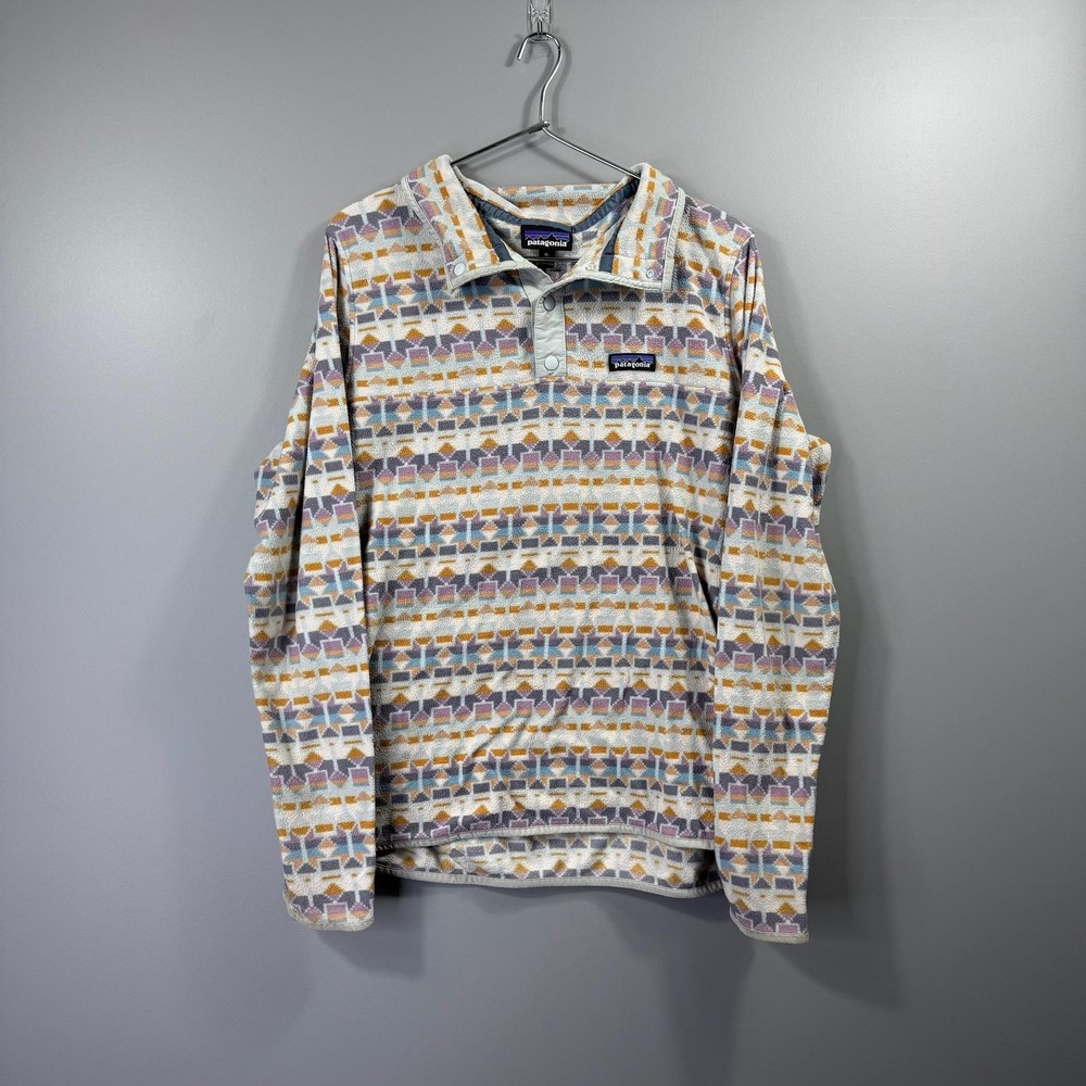 Patagonia Pullover Mens XL Multicolor Snap-T Fleece Geometric Hiking Outdoor